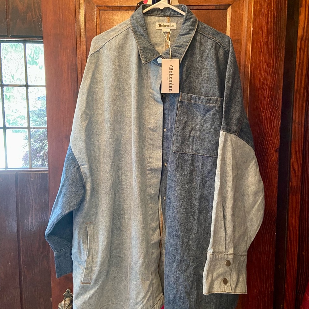 Bohemian Traders Oversized Two Toned Denim Shirt Size 2 (2X-4X)
